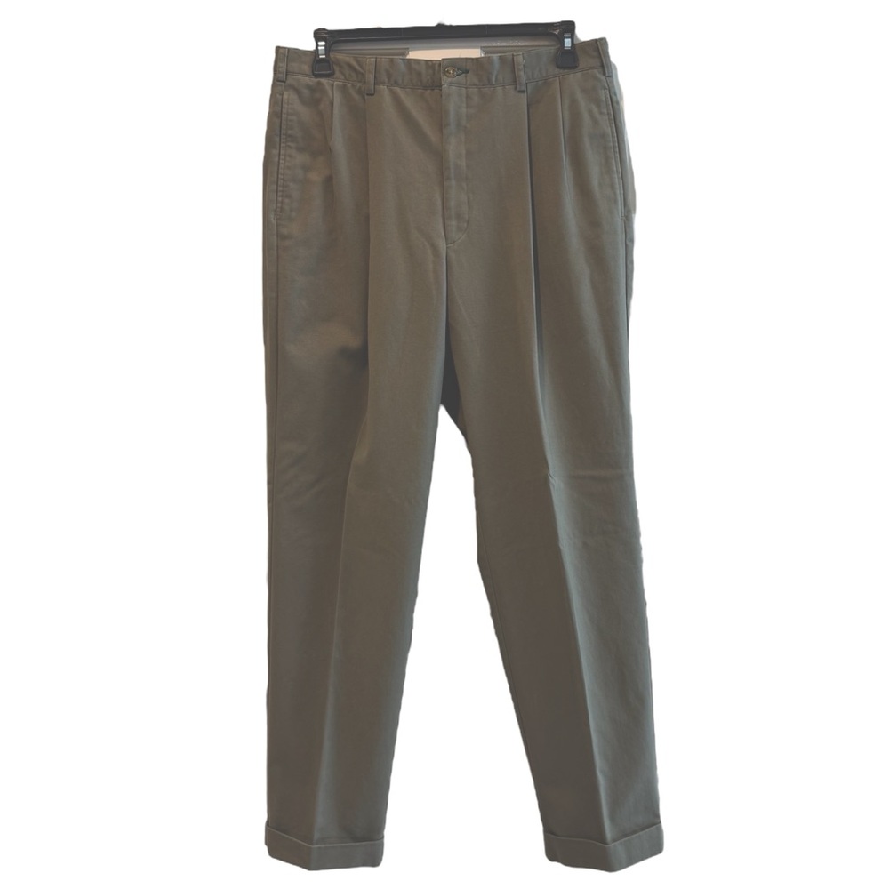 Tommy Hilfiger Dress Pants Offset‎ Buttons Straight Leg Khaki Green Size 34 x 31
